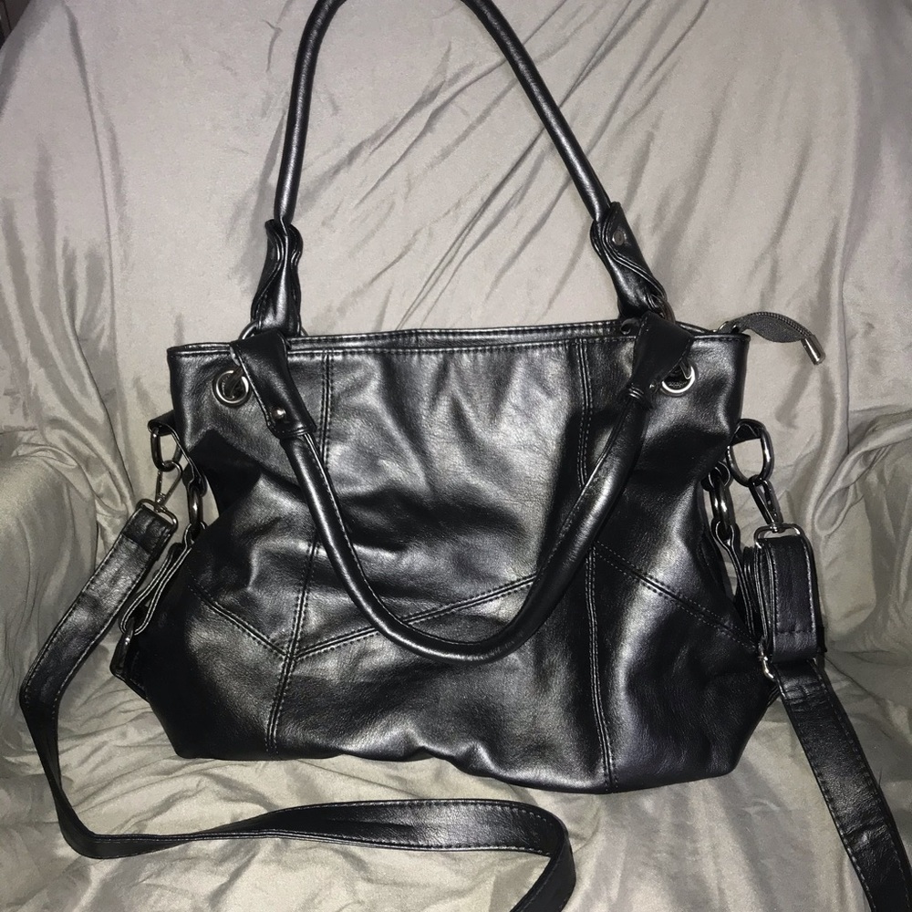 Lanzhxin Black Faux Leather Purse